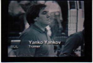 IANKO-EUROPEI-VOLLEY-GERMANIA-1989 - Ianko Iankov porta la Zip Jeans San Giuseppe in A1 maschile di volley. Nella foto ritratto durante la diretta Rai, agli europei di pallavolo in Germania del 1989, alla guida della nazionale femminile bulgara mentre affronta l'Italia