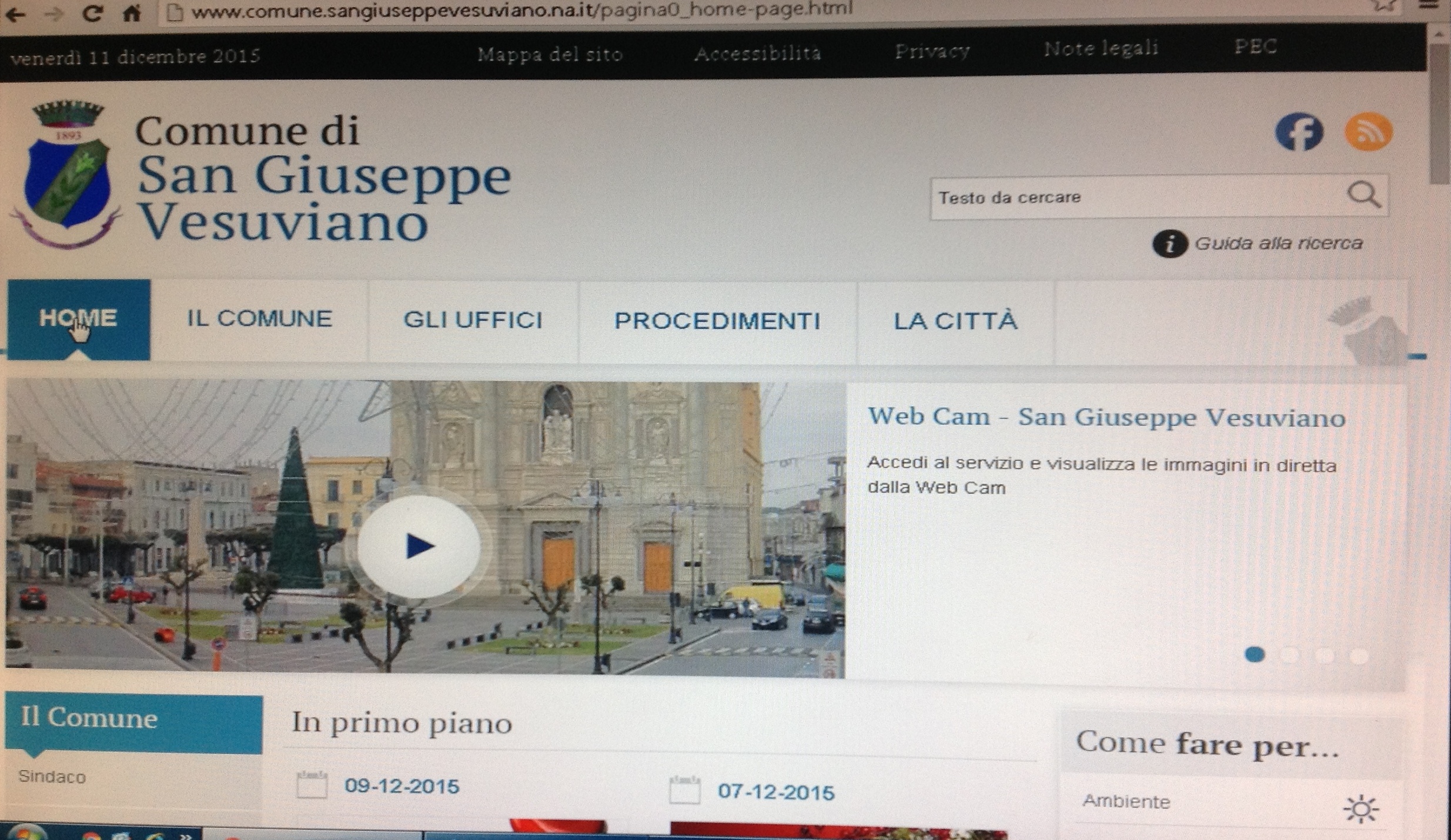 Resplandor fútbol americano Consciente San Giuseppe Vesuviano, webcam sulla piazza per i cittadini che vivono  all'estero | Blog di Pino Cerciello